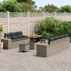 Gartensofa-set mit Kissen 10 pcs Grau Poly-Rattan