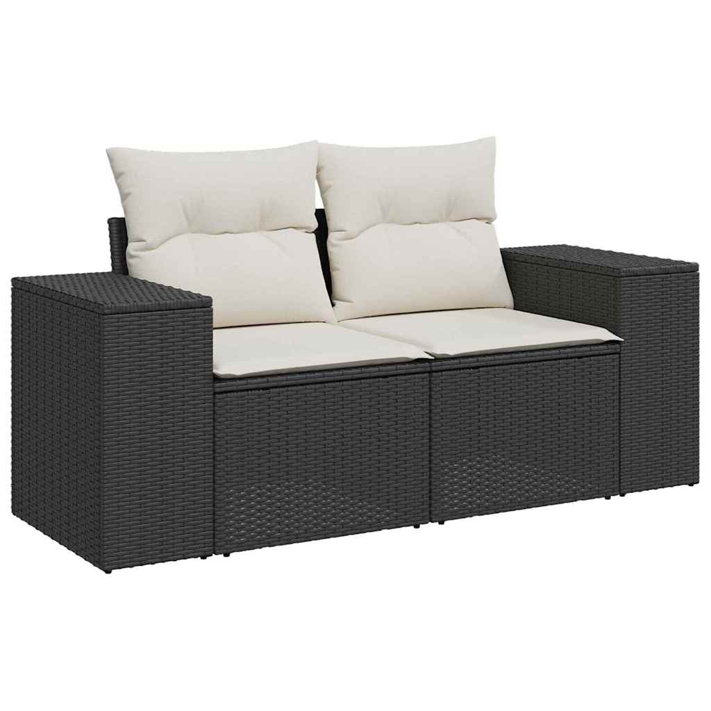 Gartensofa-set mit Kissen 11 pcs Schwarz Poly-Rattan