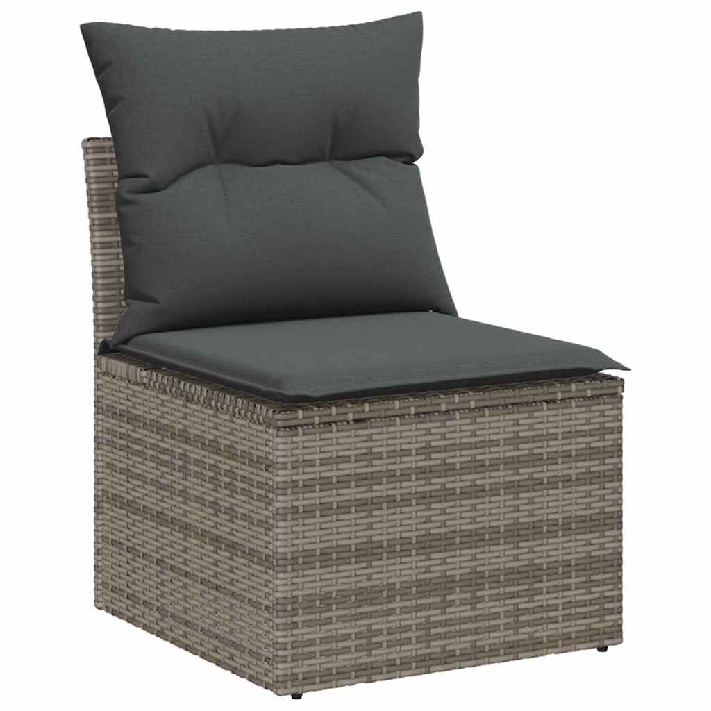 Gartensofa-set mit Kissen 11 pcs Grau Poly-Rattan