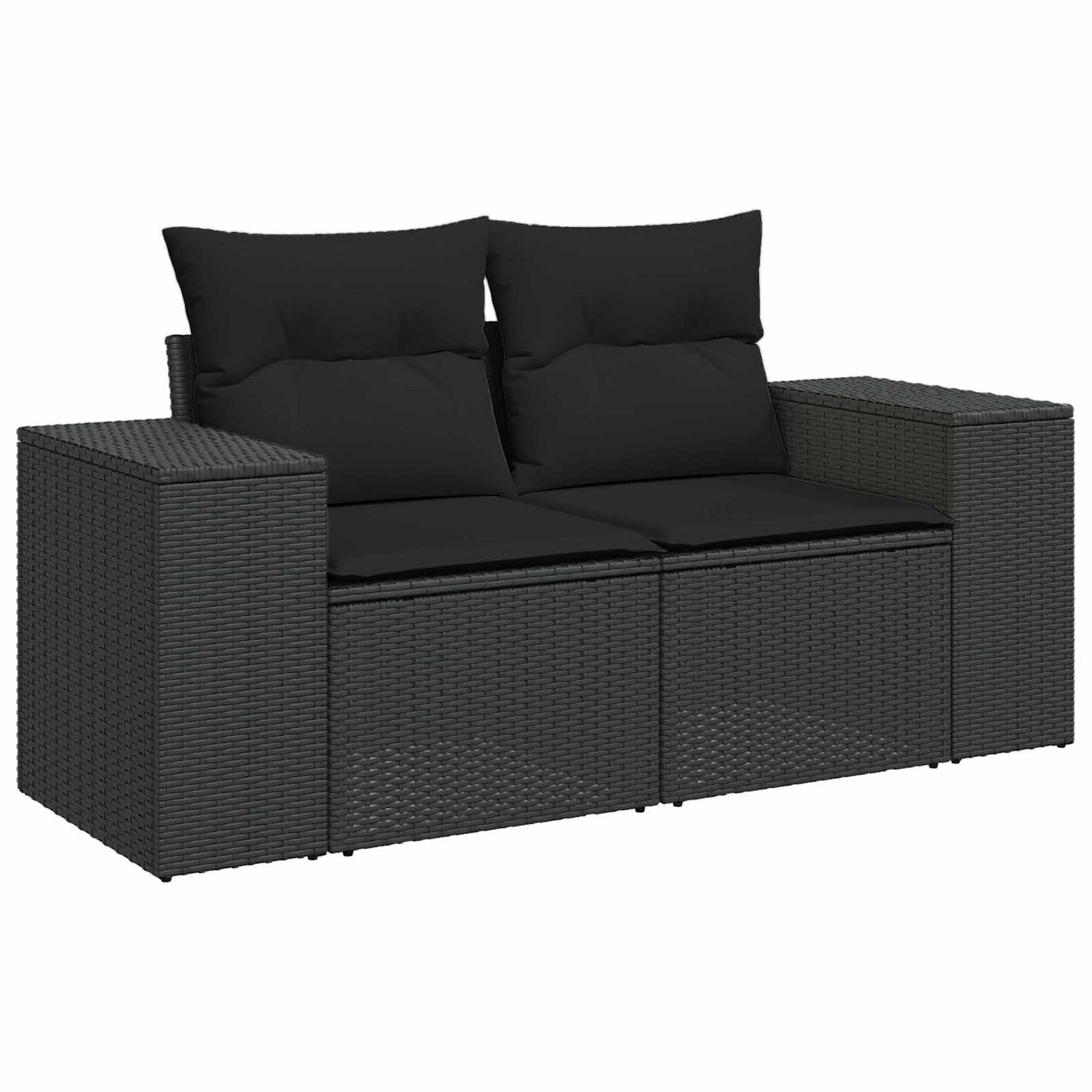 Gartensofa-set mit Kissen 8 pcs Schwarz Poly-Rattan