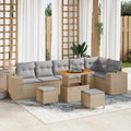 Gartensofa-set mit Kissen 9 pcs Beige Poly-Rattan