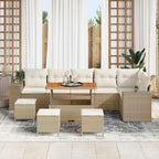 Garten-Sofa-Set 10 pcs Beige Poly-Rattan