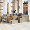Gartensofa-set mit Kissen 12 pcs Beige Poly-Rattan