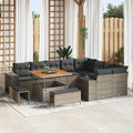 Gartensofa-set mit Kissen 12 pcs Grau Poly-Rattan