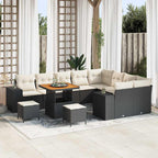 Gartensofa-set mit Kissen 12 pcs Schwarz Poly-Rattan