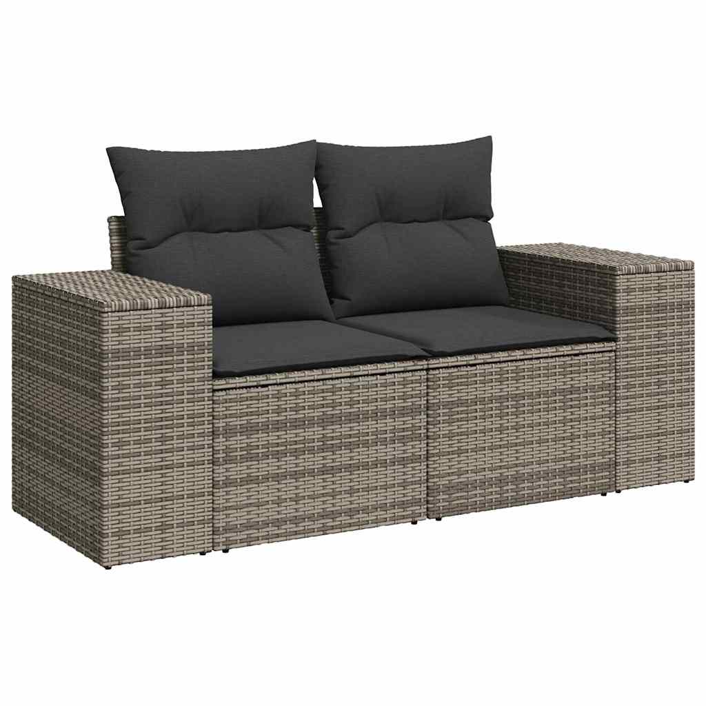 Gartensofa-set mit Kissen 13 pcs Grau Poly-Rattan