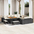 Gartensofa-set mit Kissen 13 pcs Schwarz Poly-Rattan