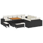 Gartensofa-set mit Kissen 13 pcs Schwarz Poly-Rattan