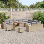 Gartensofa-set mit Kissen 13 pcs Beige Poly-Rattan