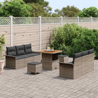 Gartensofa-set mit Kissen 9 pcs Grau Poly-Rattan