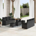 Gartensofa-set mit Kissen 9 pcs Schwarz Poly-Rattan