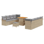 Gartensofa-set mit Kissen 11 pcs Beige Poly-Rattan