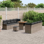Gartensofa-set mit Kissen 11 pcs Grau Poly-Rattan