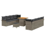 Gartensofa-set mit Kissen 11 pcs Grau Poly-Rattan
