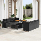 Gartensofa-set mit Kissen 11 pcs Schwarz Poly-Rattan