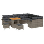 Gartensofa-set mit Kissen 12 pcs Grau Poly-Rattan