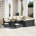 Gartensofa-set mit Kissen 12 pcs Schwarz Poly-Rattan