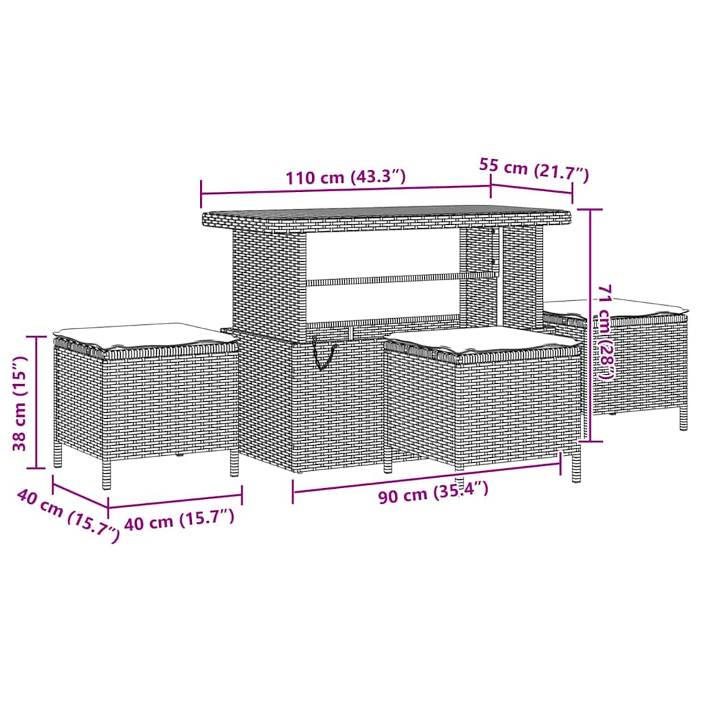 Gartensofa-set mit Kissen 13 pcs Grau Poly-Rattan