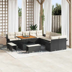 Gartensofa-set mit Kissen 13 pcs Schwarz Poly-Rattan