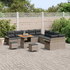 Gartensofa-set mit Kissen 13 pcs Grau Poly-Rattan
