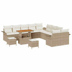 Gartensofa-set mit Kissen 13 pcs Beige Poly-Rattan