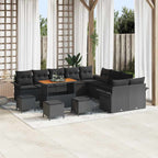 Gartensofa-set mit Kissen 14 pcs Schwarz Poly-Rattan