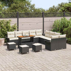 Gartensofa-set mit Kissen 14 pcs Schwarz Poly-Rattan