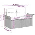 Gartensofa-set mit Kissen 14 pcs Beige Poly-Rattan
