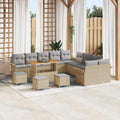 Gartensofa-set mit Kissen 14 pcs Beige Poly-Rattan