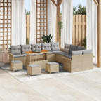 Gartensofa-set mit Kissen 14 pcs Beige Poly-Rattan