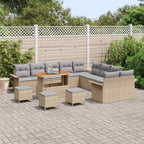 Gartensofa-set mit Kissen 14 pcs Beige Poly-Rattan