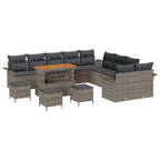 Gartensofa-set mit Kissen 14 pcs Grau Poly-Rattan