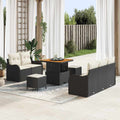 Gartensofa-set mit Kissen 8 pcs Schwarz Poly-Rattan