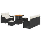Gartensofa-set mit Kissen 8 pcs Schwarz Poly-Rattan