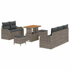 Gartensofa-set mit Kissen 8 pcs Grau Poly-Rattan