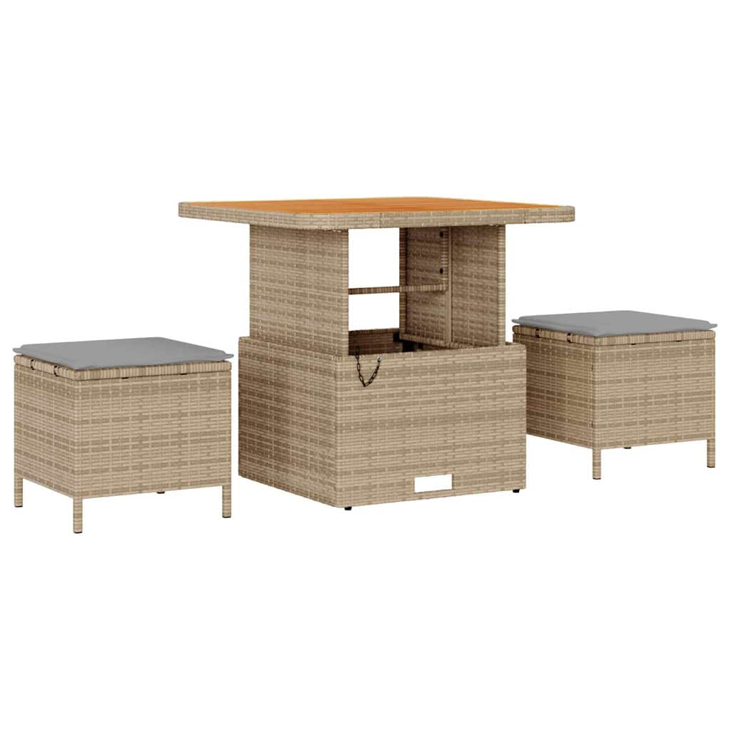 Gartensofa-set mit Kissen 9 pcs Beige Poly-Rattan