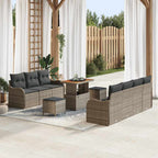 Gartensofa-set mit Kissen 10 pcs Grau Poly-Rattan