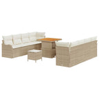 Gartensofa-set mit Kissen 11 pcs Beige Poly-Rattan