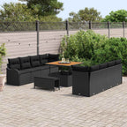 Gartensofa-set mit Kissen 11 pcs Schwarz Poly-Rattan