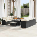 Gartensofa-set mit Kissen 11 pcs Schwarz Poly-Rattan
