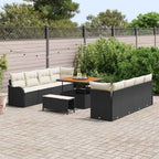 Gartensofa-set mit Kissen 11 pcs Schwarz Poly-Rattan