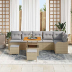 Gartensofa-set mit Kissen 9 pcs Beige Poly-Rattan