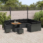 Gartensofa-set mit Kissen 12 pcs Schwarz Poly-Rattan