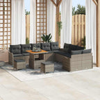 Garten-Sofa-Set mit Kissen 13 pcs Grau Poly-Rattan
