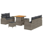 Gartensofa-set mit Kissen 8 pcs Grau Poly-Rattan