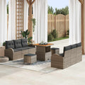 Gartensofa-set mit Kissen 9 pcs Grau Poly-Rattan