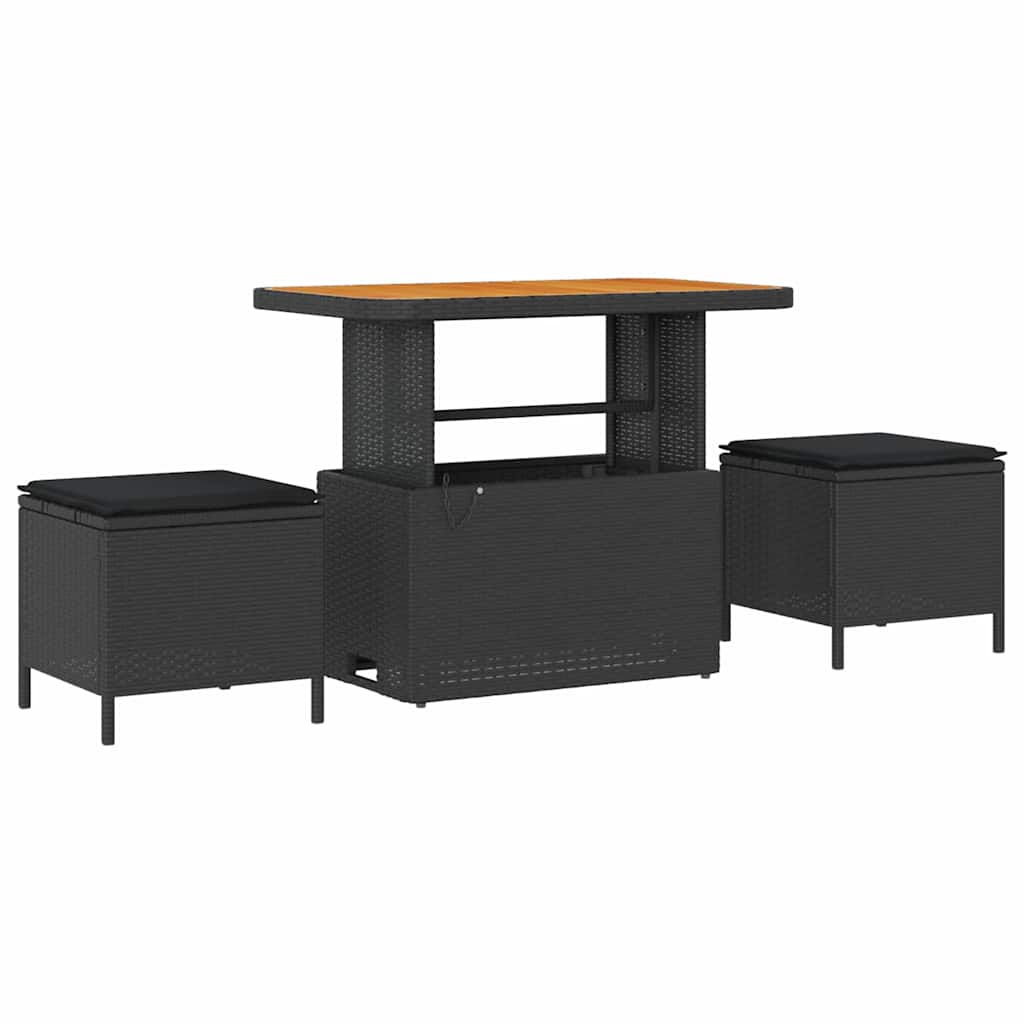 Gartensofa-set mit Kissen 10 pcs Schwarz Poly-Rattan