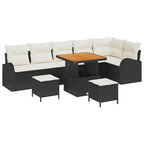 Gartensofa-set mit Kissen 9 pcs Schwarz Poly-Rattan