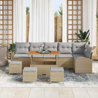 Gartensofa-set mit Kissen 10 pcs Beige Poly-Rattan