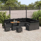 Gartensofa-set mit Kissen 12 pcs Schwarz Poly-Rattan